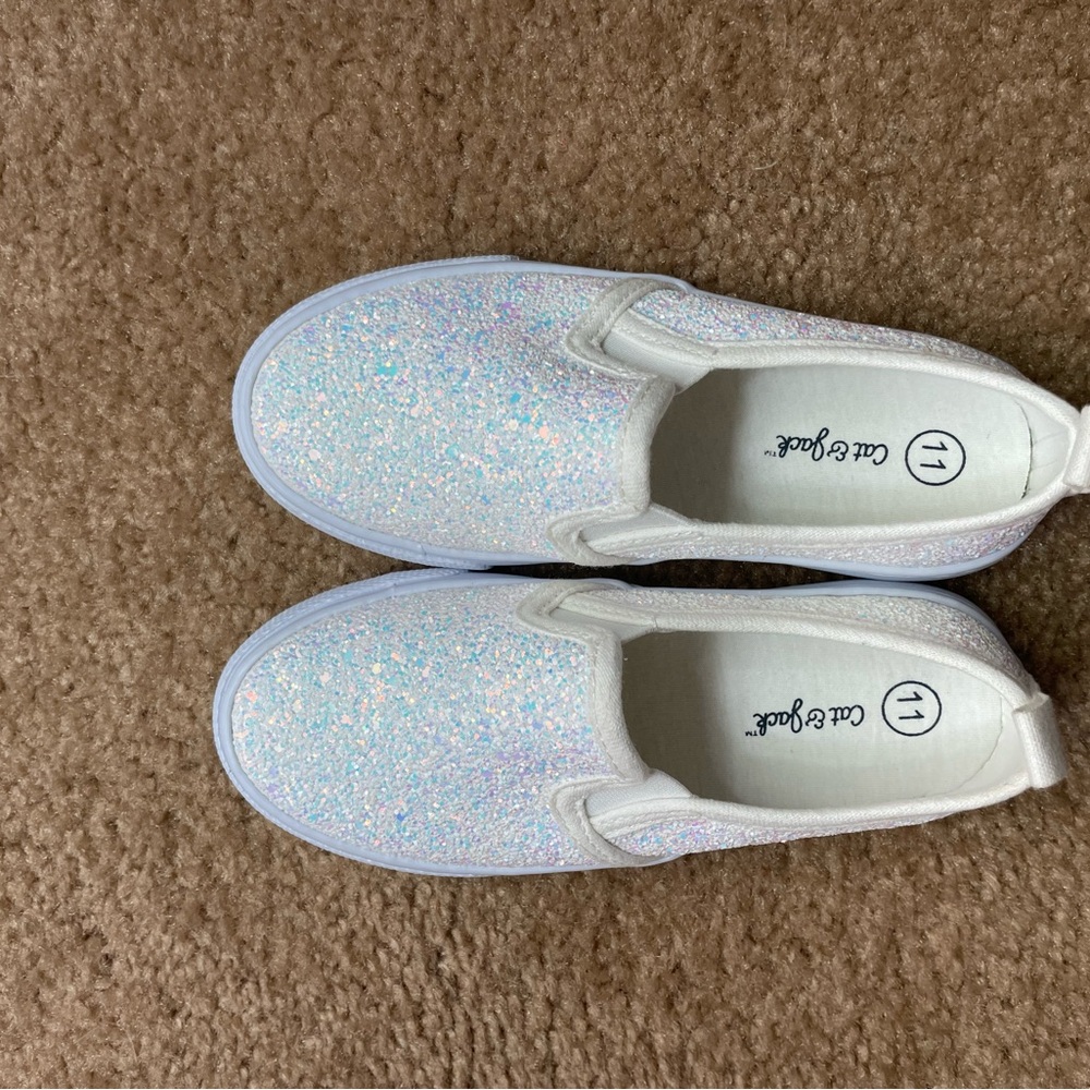 Cat & Jack Kids Glitter Sneakers - White